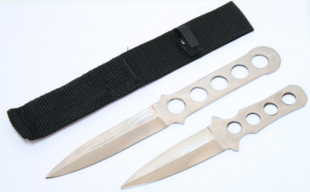 2 Piece Set Of Throwing Knives 9" and 7" Set with Sheath Stainless Steel Blade