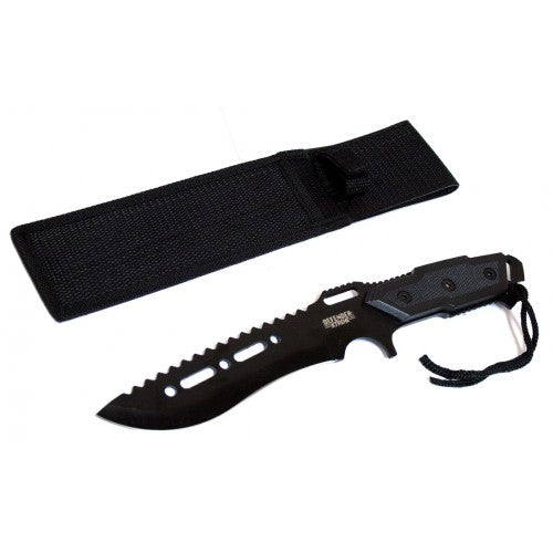 12" Hunting Knives Steel Blade Silver & Black Knife Nylon Sheath