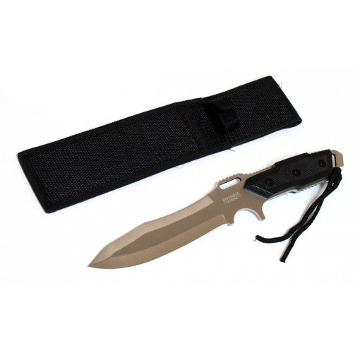 12" Hunting Knives Steel Blade Silver & Black Knife Nylon Sheath
