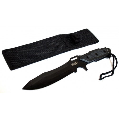 12" Hunting Knives Steel Blade Silver & Black Knife Nylon Sheath