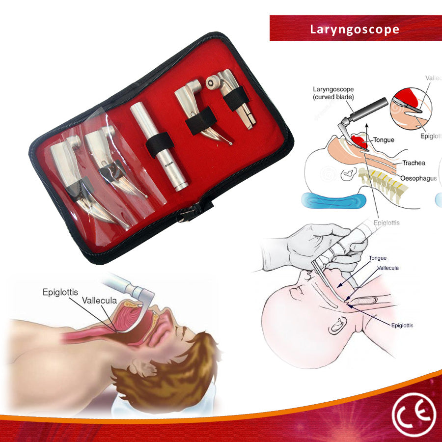 4 Blade EMT Laryngoscope Mac Set  Anesthesia Kit with Storage Box
