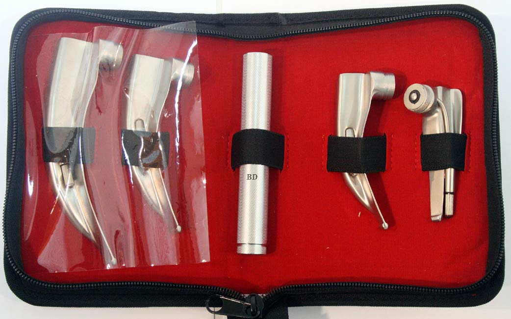 4 Blade EMT Laryngoscope Mac Set  Anesthesia Kit with Storage Box