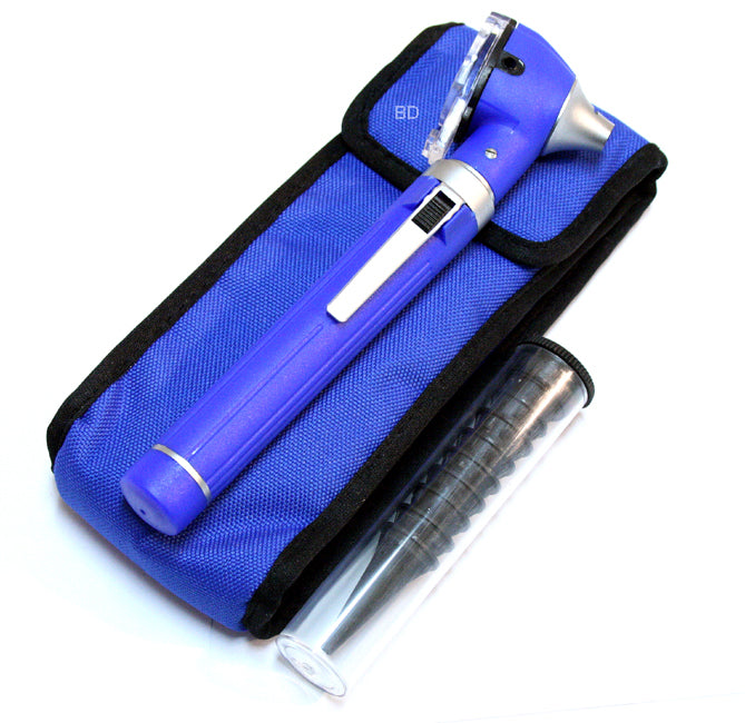 Fiber Optic Otoscope Blue Pocket Size Kit Medical Ent Diagnostic Set