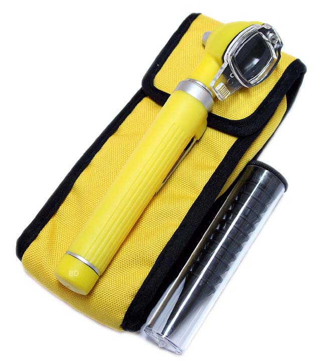 Fiber Optic Otoscope Yellow Pocket Size Kit Medical Ent Diagnostic Set