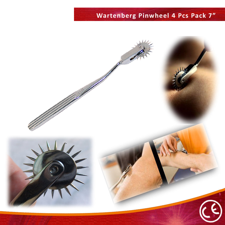 4 Pc Set of 7" Neurological Wartenberg Diagnostic Pinwheel Chrome Plated