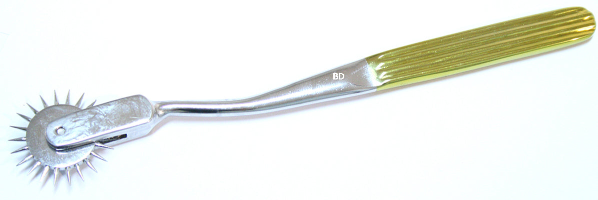 Yellow Neurological Wartenberg Diagnostic Pinwheel 7" Chrome Plated Gold