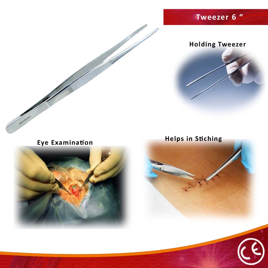 6" General Purpose Tissue Thumb Dressing Forceps Stainless Steel