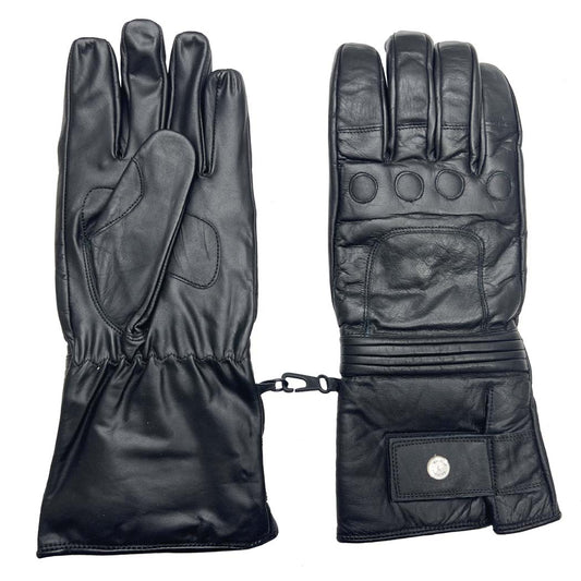 Perrini Winter Motorcycle Leather Riding Biker Gloves Black