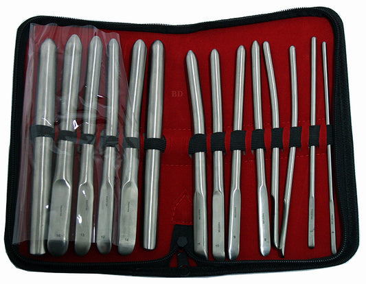 14 Pcs Hegar Dilators Set Single Ended Stainless Steel Diagnostic Sounds