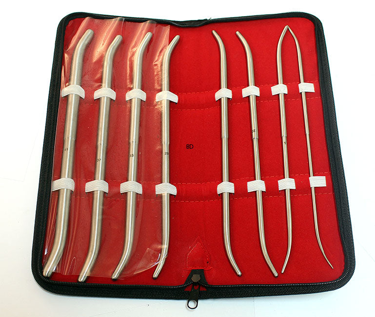 8 Pcs Pratt Urethral Sound Dilator Set Double-Ended Kit with Case