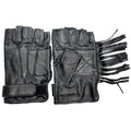 Perrini Black Biker Motorcycle Riding Fingerless Leather Gloves Cowhide Leather 