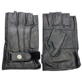  Perrini Biker Motorcycle Riding Fingerless Gloves Genuine Cowhide Leather Black