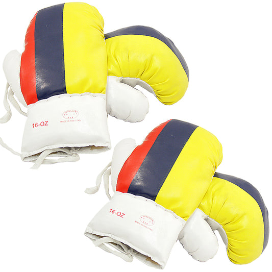 Colombia Flag 16 Oz Boxing Gloves 2 Pairs Vinyl Leather Gloves Practice Training