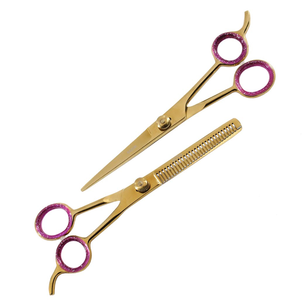 Professional Hair Cutting Razor Edge Barber & Thinning Scissors 2 pc Set