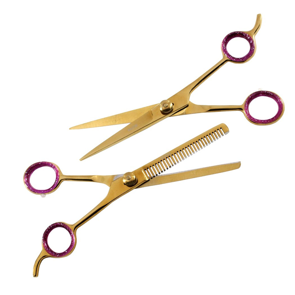 Professional Hair Cutting Razor Edge Barber & Thinning Scissors 2 pc Set