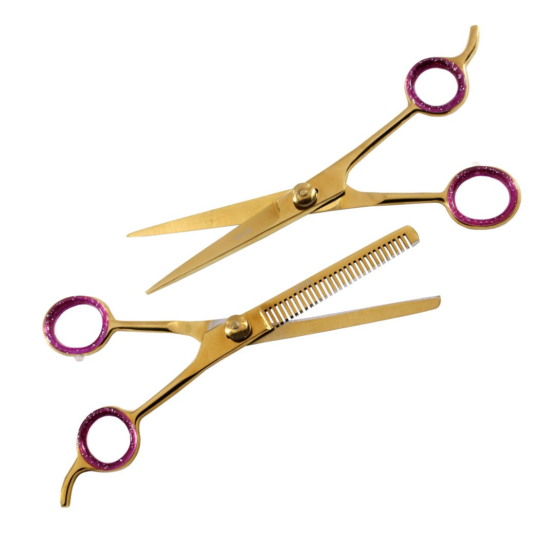 Professional Hair Cutting Razor Edge Barber & Thinning Scissors 2 pc Set