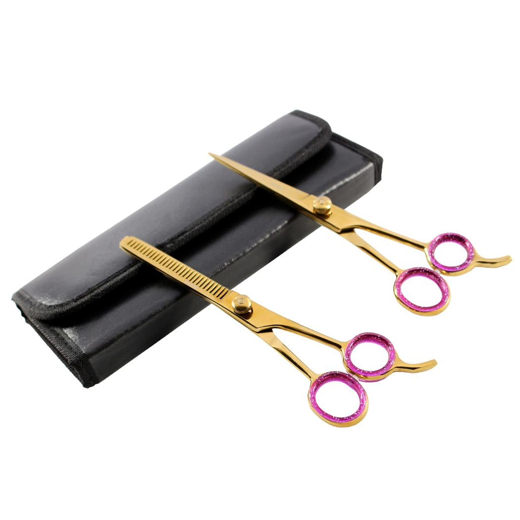 Professional Hair Cutting Razor Edge Barber & Thinning Scissors 2 pc Set
