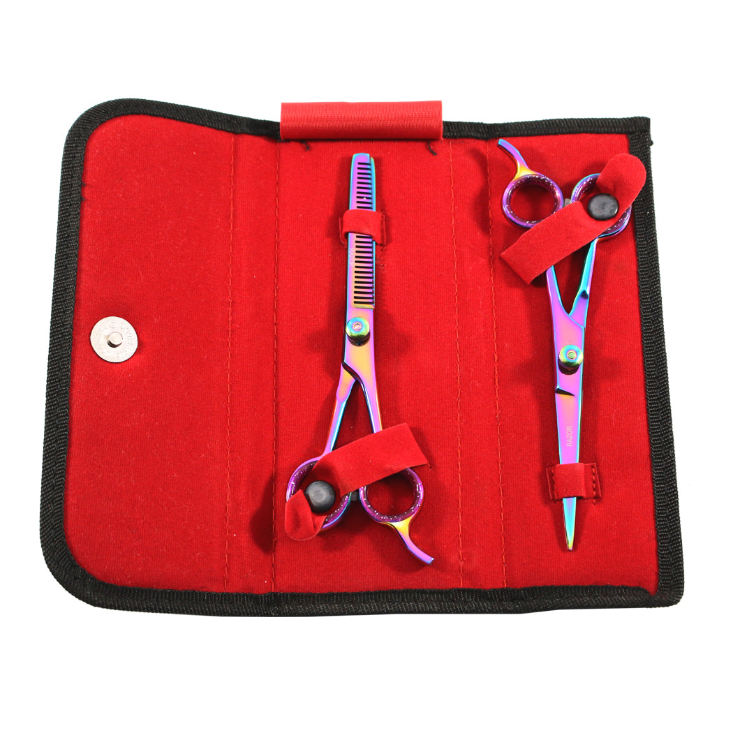 Professional Hair Cutting Multi Color Barber & Thinning Scissors 2 pc