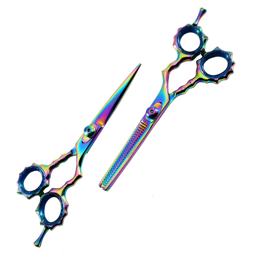 6.5" Razor Edge Hair Cutting & Thinning Scissors 2Pcs Set - Blue Shears