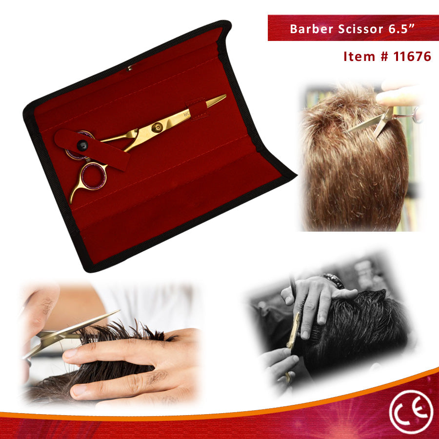 6.5" Gold Razor Edge Barber Scissors  Professional Hair Cutting Shears
