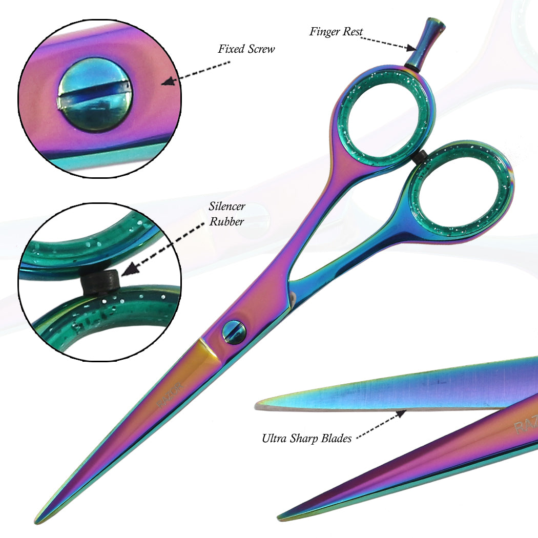 6.5" Multi Color Razor Edge Barber Scissors  Pro Hair Cutting Tool