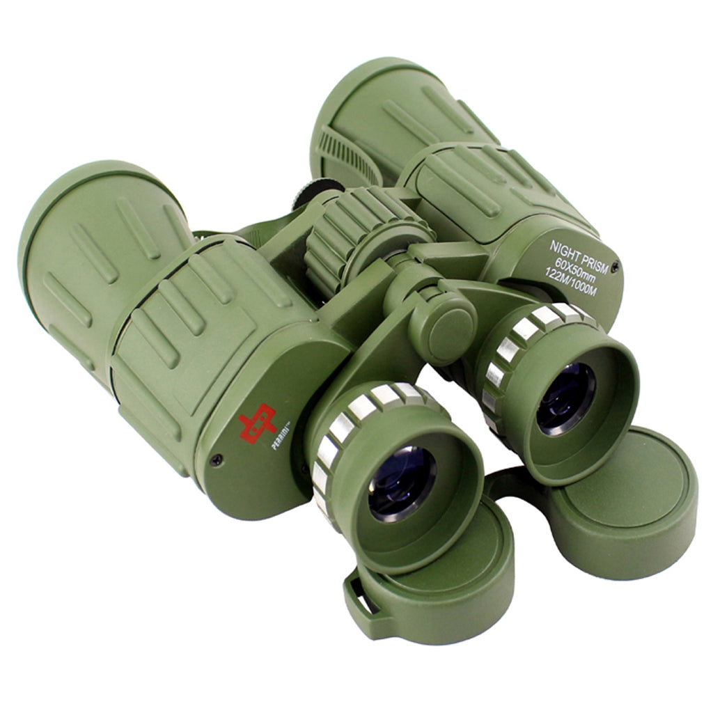 60X50 Perrini Brand Green Army Binoculars with Pouch Day / Night Prism View