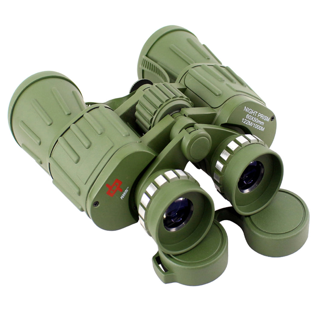 60X50 Perrini Brand Green Army Binoculars with Pouch Day / Night Prism View