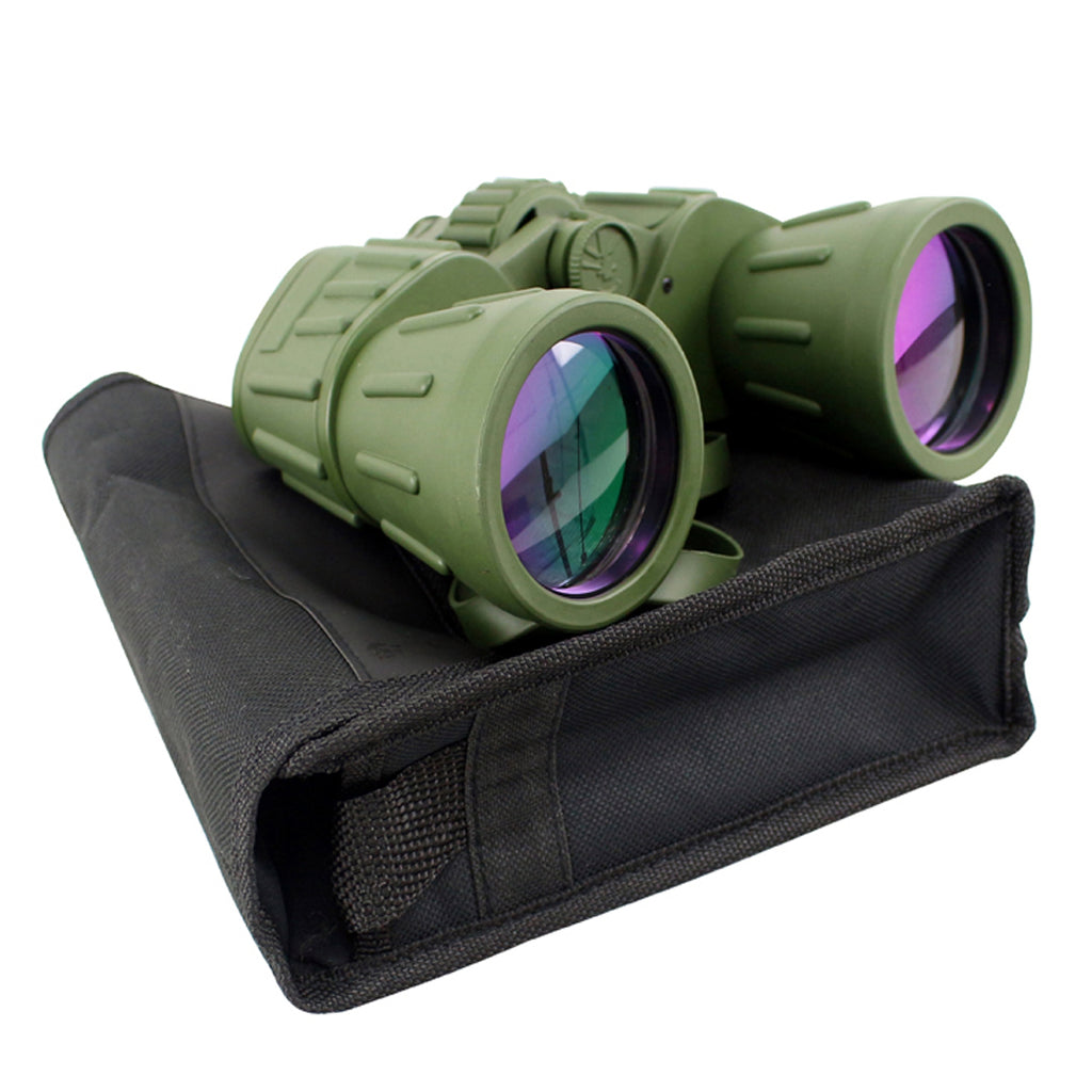 60X50 Perrini Brand Green Army Binoculars with Pouch Day / Night Prism View