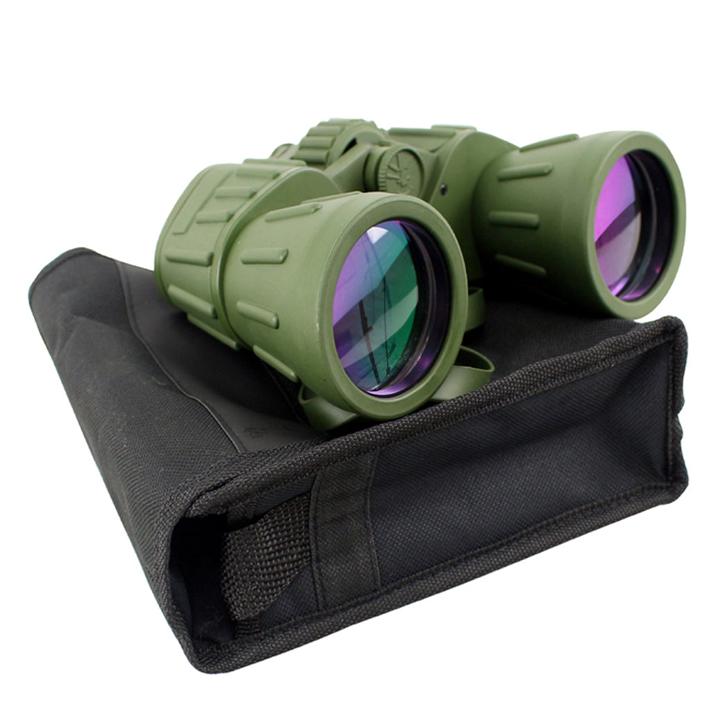 60X50 Perrini Brand Green Army Binoculars with Pouch Day / Night Prism View