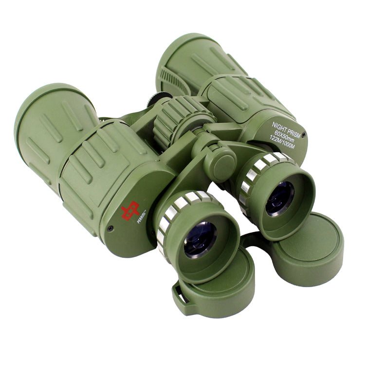 60X50 Perrini Brand Green Army Binoculars with Pouch Day / Night Prism View