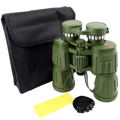 60X50 Perrini Brand Green Army Binoculars with Pouch Day / Night Prism View
