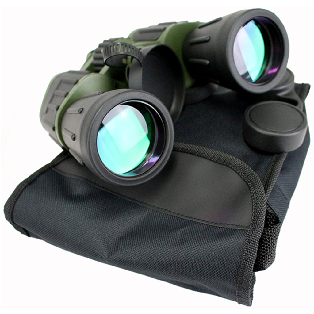 60x50 Perrini Day / Night Prism Black and Green Military Binoculars with Pouch
