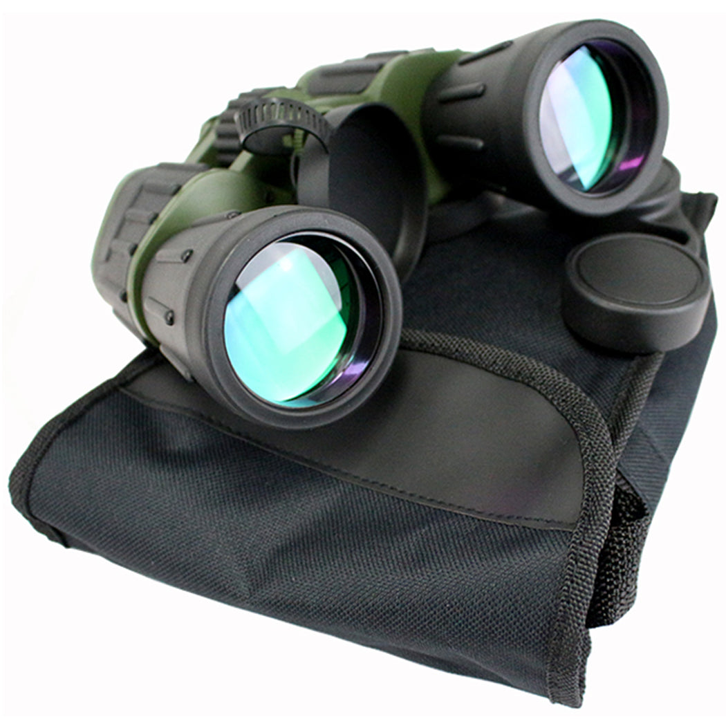 60x50 Perrini Day / Night Prism Black and Green Military Binoculars with Pouch