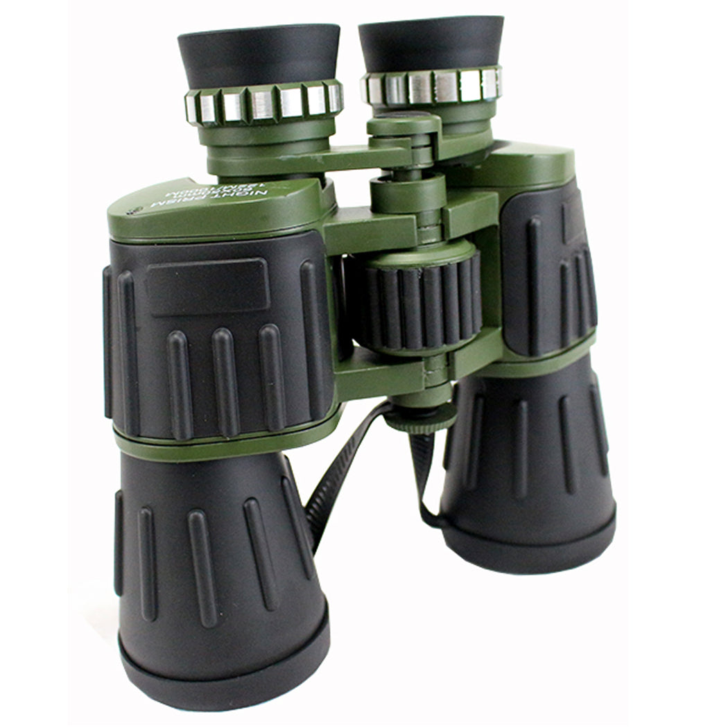60x50 Perrini Day / Night Prism Black and Green Military Binoculars with Pouch