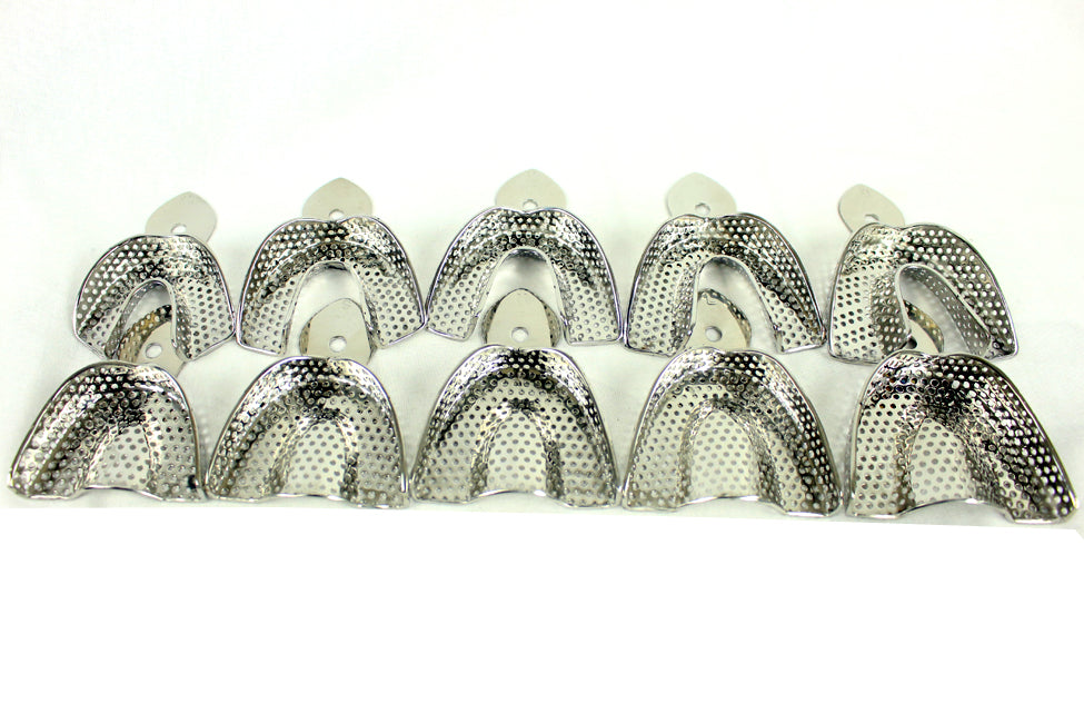 10Pcs Dental Impression Trays  Stainless Steel Ortho Surgical Set