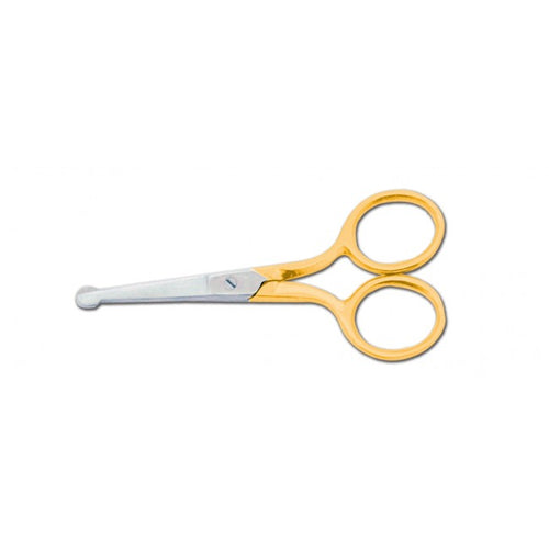 3.5" Gold Handle Ball Tip Ear Nose Hair Safety Scissors Stainless Steel