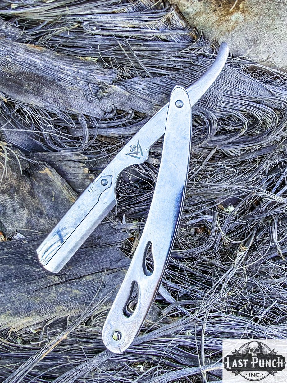 Professional All-Silver Straight Cut Throat Barber Shaving Razor + 10 Blades Stainless Steel