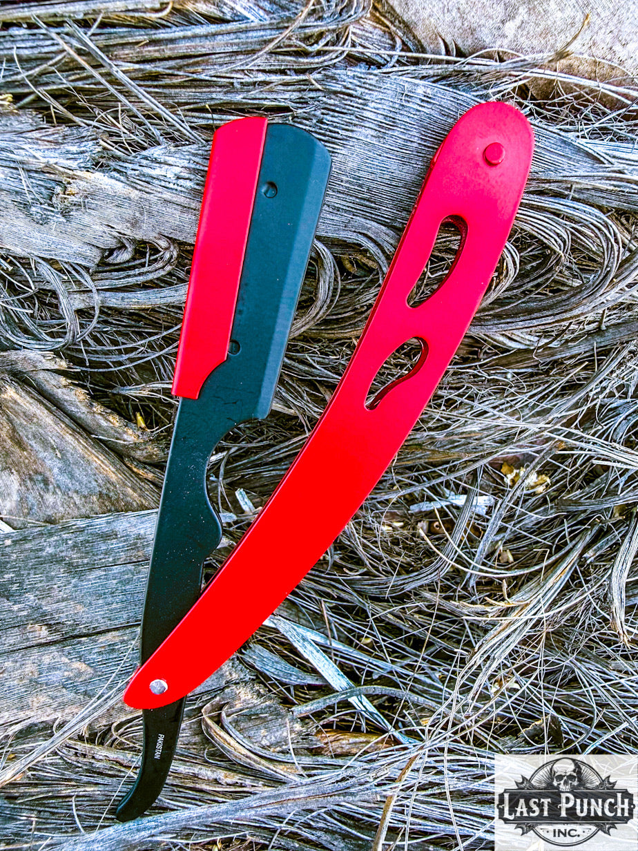 Professional Red & Black Straight Cut Throat Barber Shaving Razor + 10 Blades Stainless Steel