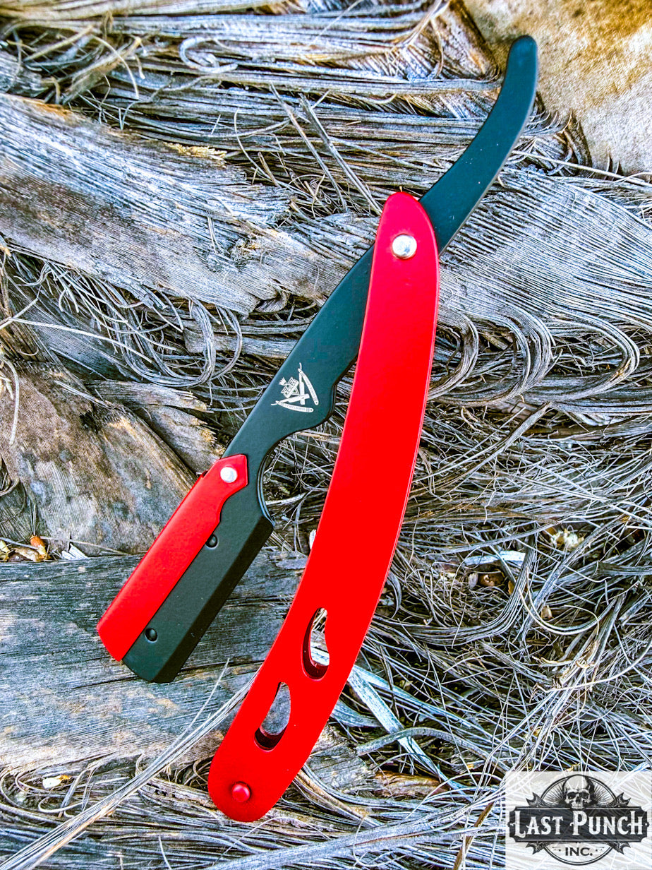 Professional Red & Black Straight Cut Throat Barber Shaving Razor + 10 Blades Stainless Steel