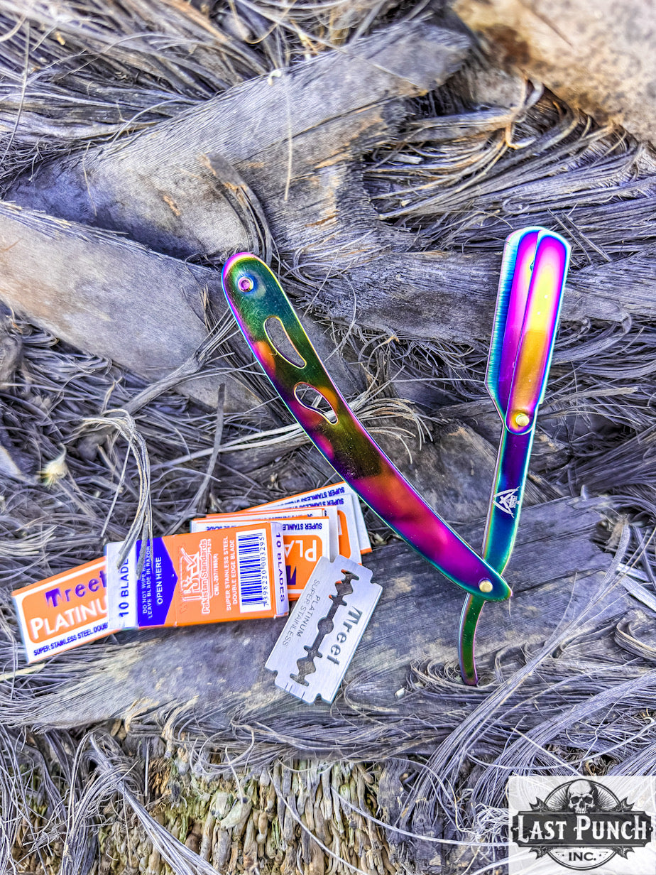 Professional Multi-Color Straight Cut Barber Throat Shaving Razor + 10 Stainless Steel Blades