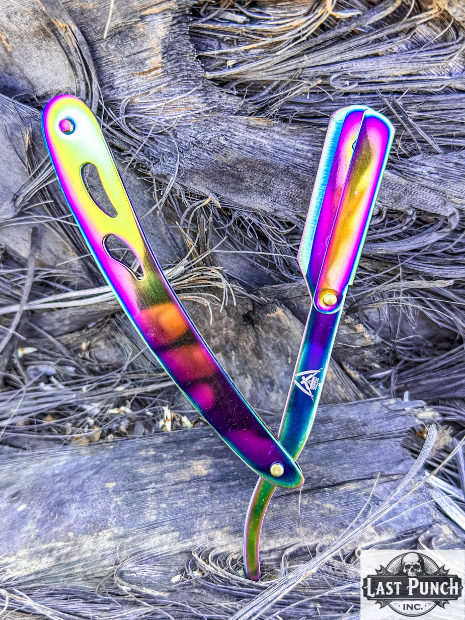 Professional Multi-Color Straight Cut Barber Throat Shaving Razor + 10 Stainless Steel Blades