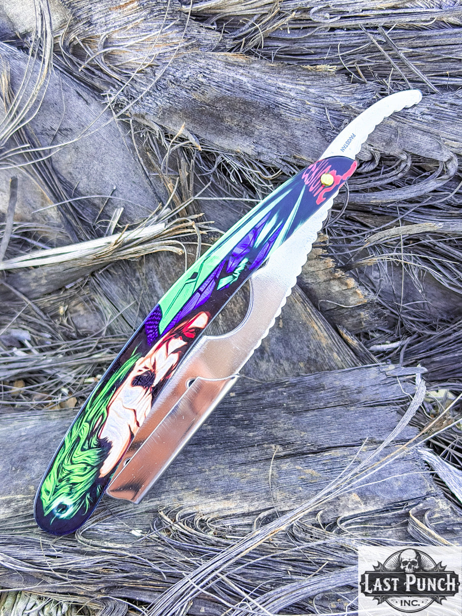 Professional Joker Style Handle Straight Cut Throat Barber Razor + 10 Blades Salon Use