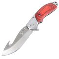 8.5" Spring Assisted Folding Knife Red Wood Handle With Belt Clip