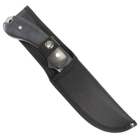 TheBoneEdge 10" Full tang hunting knife wood handle 3CR13 Steel with Buttoned Sheath