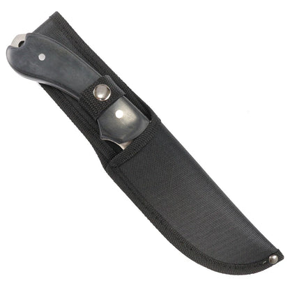 TheBoneEdge 10" Full tang hunting knife wood handle 3CR13 Steel with Buttoned Sheath