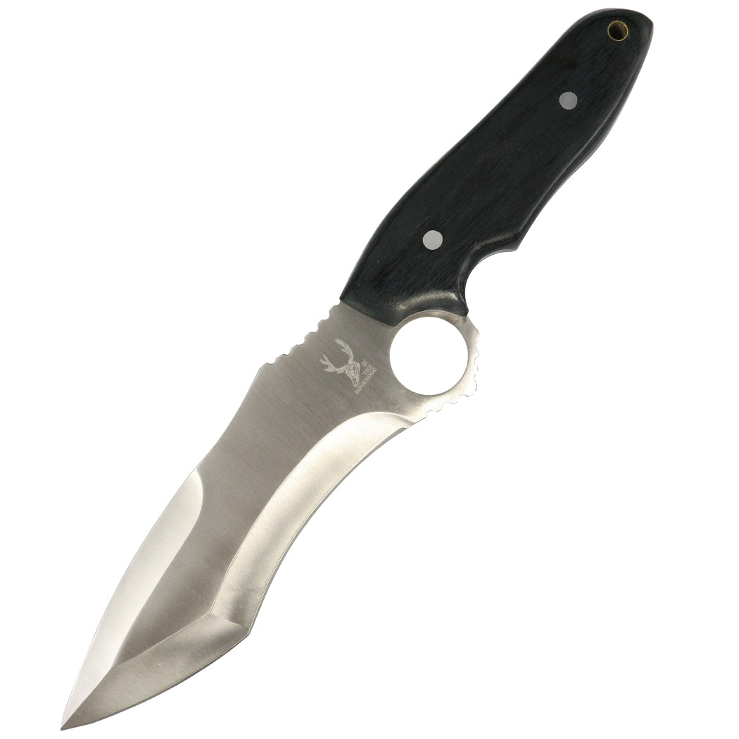 TheBoneEdge 11" Black Wood Handle Hunting Knife with Sheath Stainless 3CR13 Steel