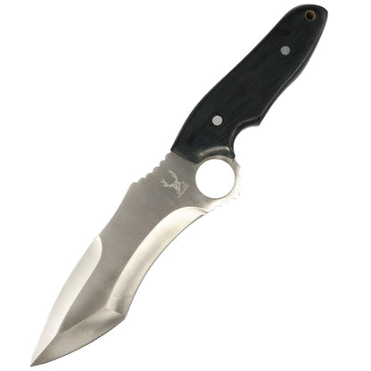 TheBoneEdge 11" Black Wood Handle Hunting Knife with Sheath Stainless 3CR13 Steel