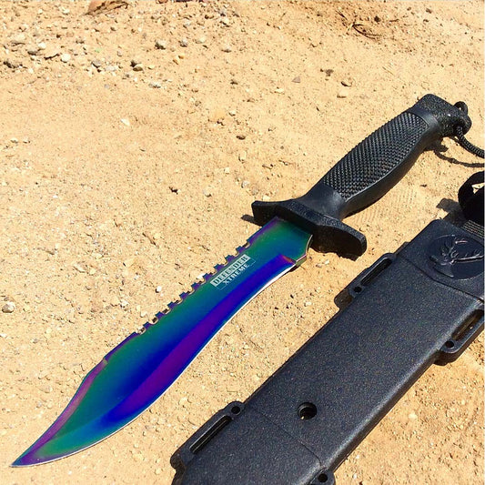 12" MILITARY SURVIVAL BOWIE HUNTING KNIFE w/ SHEATH Fixed Blade Army New