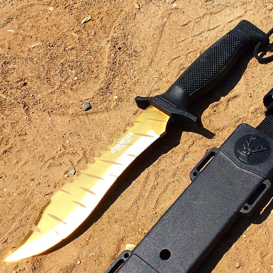12" MILITARY SURVIVAL BOWIE HUNTING KNIFE w/ SHEATH Fixed Blade Army New