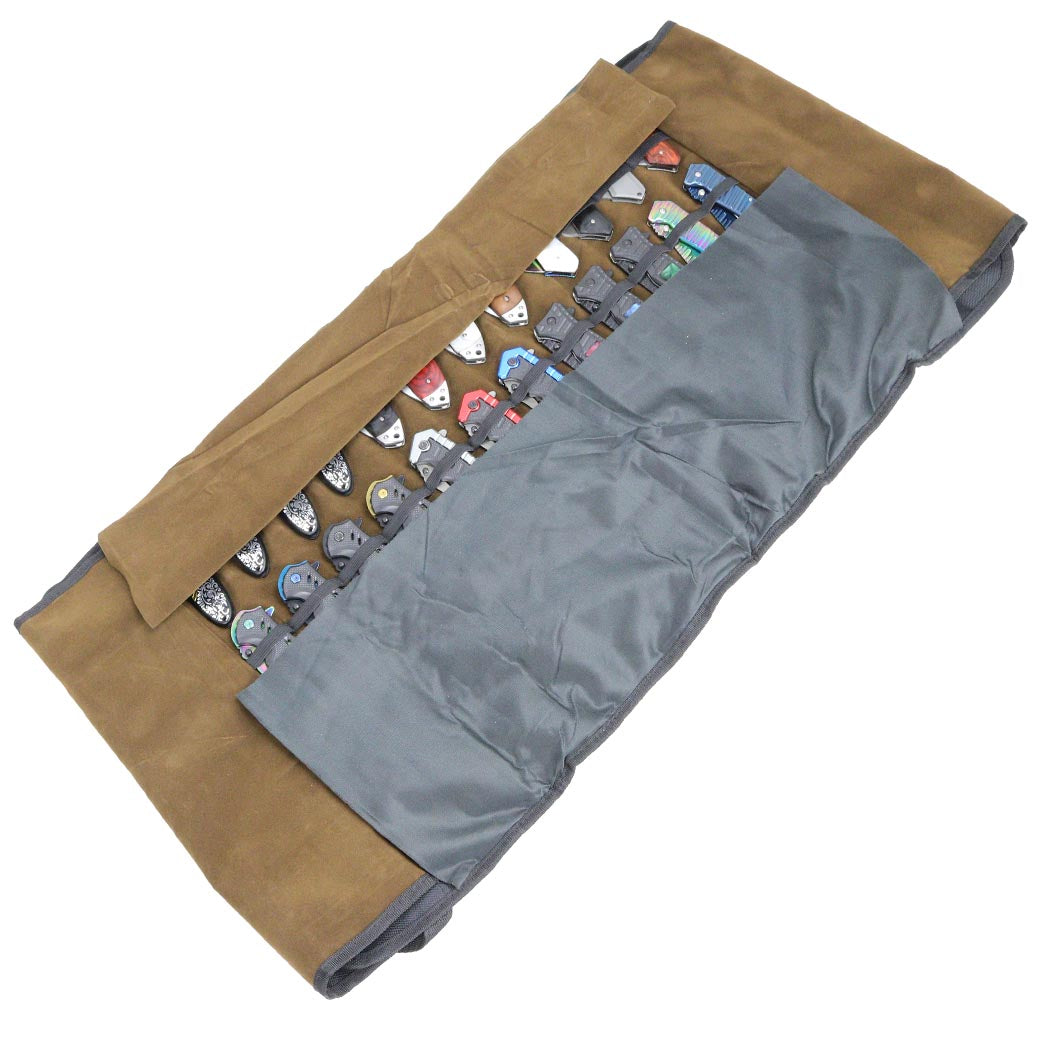Defender 34" Knife Holder Storage Bag Mesh Pockets Canvas Knives Roll 36pc Max